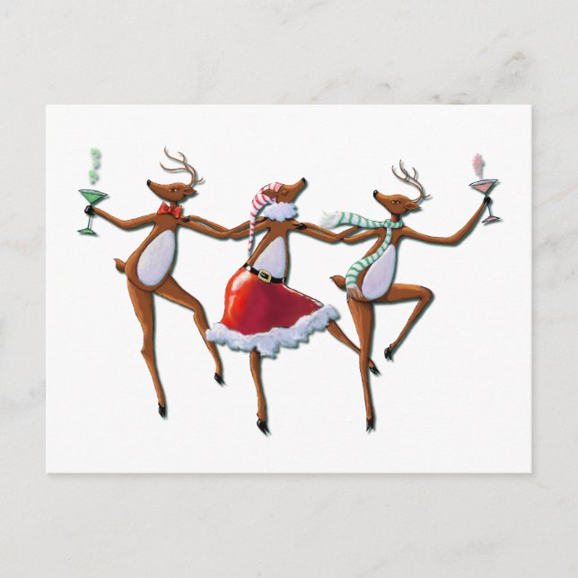 DANCING REINDEER by SHARON SHARPE Postcard (Front)