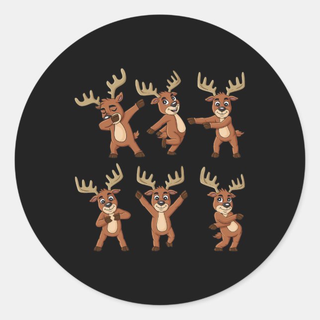 Dancing Reindeer Dance Challenge Christmas Boys Gi Classic Round Sticker (Front)
