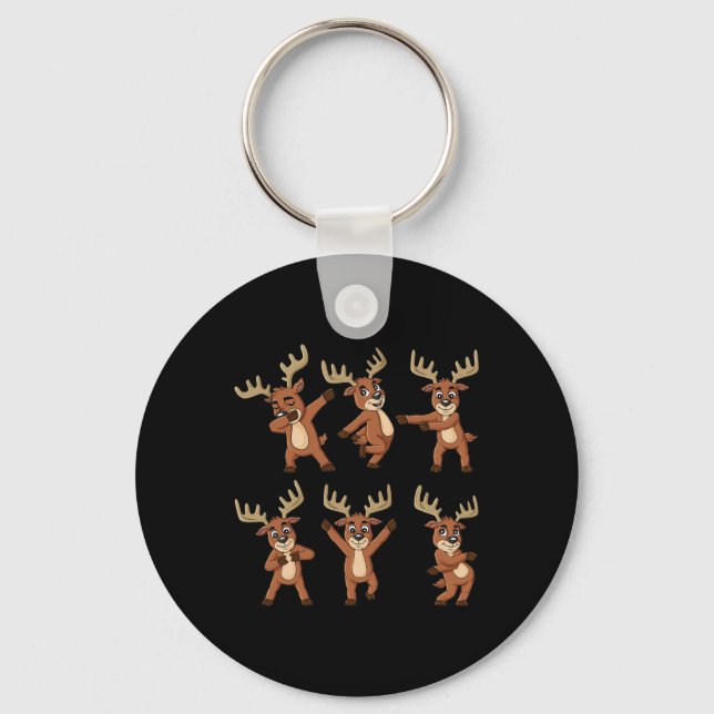 Dancing Reindeer Dance Challenge Christmas Boys Gi Key Ring (Front)