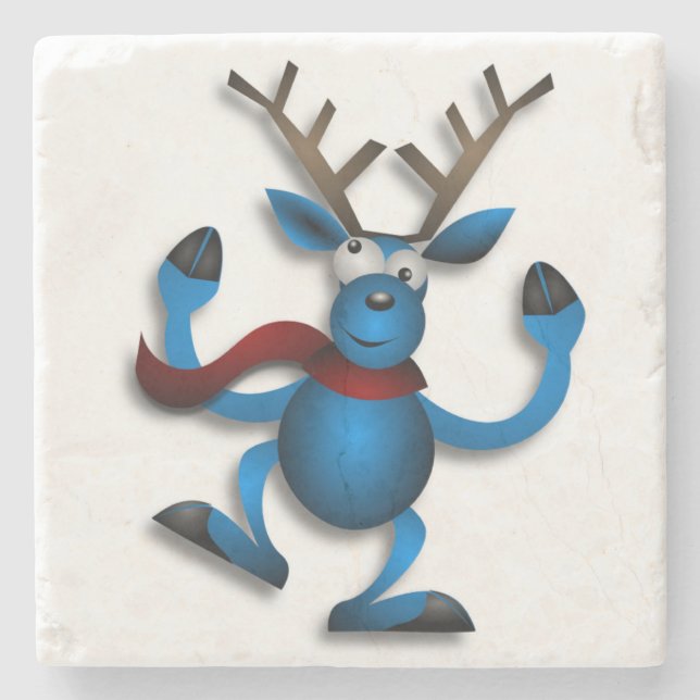 DANCING REINDEER STONE COASTER (Front)