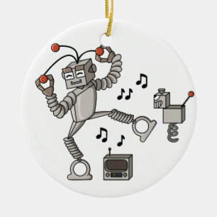 Dancing robot ceramic tree decoration