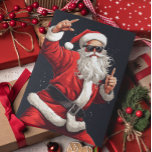 Dancing Rocker Santa Holiday Card<br><div class="desc">This design was created though digital art. It may be personalised in the area provided by changing the photo and/or text. Or it can be customised by choosing the click to customise further option and delete or change the colour the background, add text, change the text colour or style, or...</div>