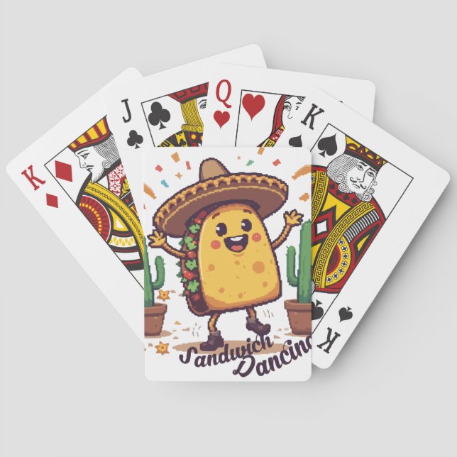 Dancing Sandwich Fiesta Playing Cards (Back)