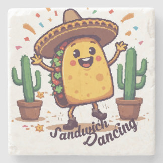 Dancing Sandwich Fiesta Stone Coaster