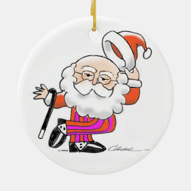 Dancing Santa Christmas Ornament (Back)