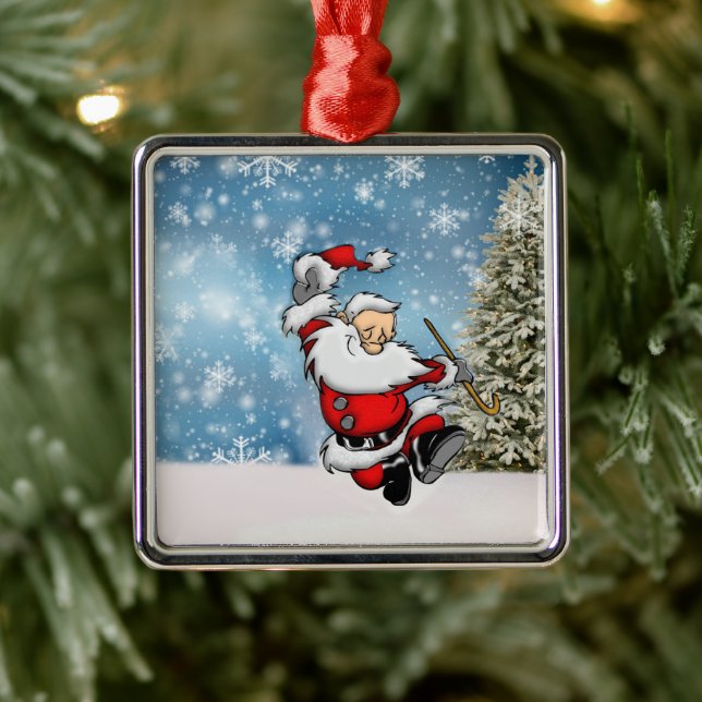 Dancing Santa Claus Metal Tree Decoration (Tree)