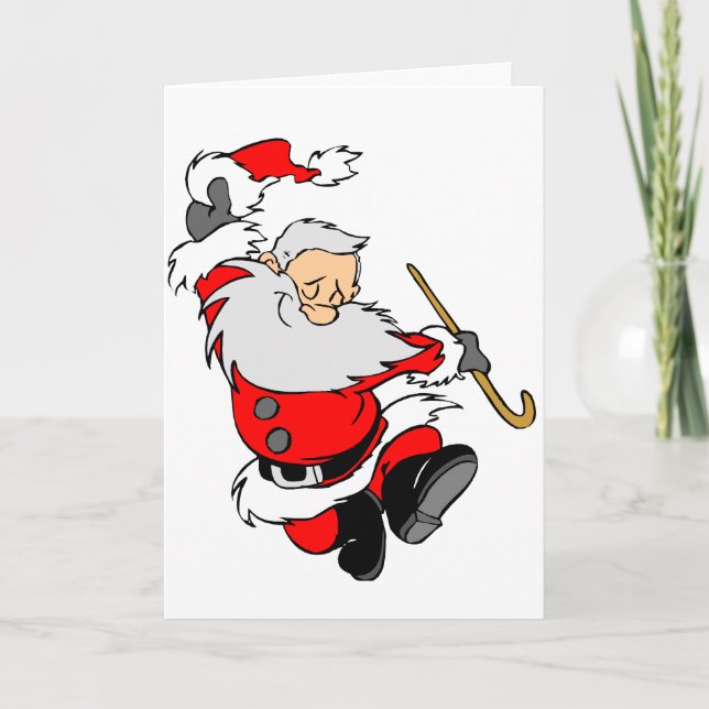 Dancing Santa Claus on Christmas Holiday Card (Front)