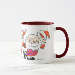 Dancing Santas mug