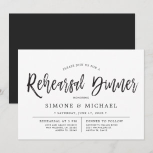 Dancing Script Minimal Rehearsal Dinner Invitation