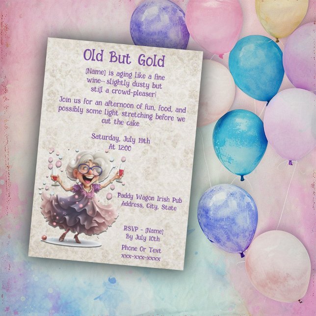Dancing Senior Lady-Fun Milestone Celebration Invitation (Creator Uploaded)