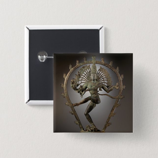 Dancing Shiva Goddess statue 15 Cm Square Badge (Front & Back)