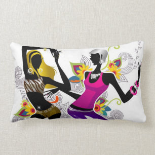 Dancing Silhouette Girls White / Black Pillow
