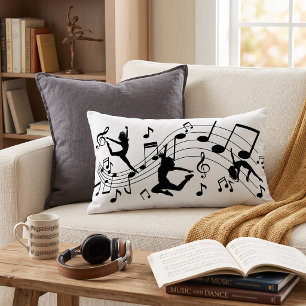 Dancing Silhouettes Music Notes Lumbar Cushion