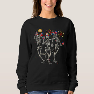 Dancing Skeleton 4th of July American Flag Skellie Sweatshirt