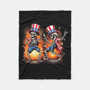 Dancing Skeleton 4Th Of July Independence Day Fleece Blanket