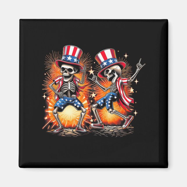 Dancing Skeleton 4Th Of July Independence Day Magnet (Front)