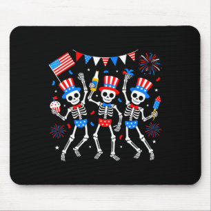 Dancing skeleton 4th of july merica usa american mouse pad