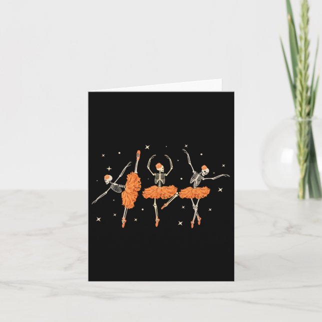 Dancing Skeleton Ballerina Ballet Dance Halloween  Card (Front)