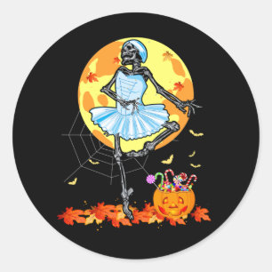Dancing Skeleton Ballerina Ballet Dance Halloween  Classic Round Sticker