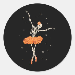 Dancing Skeleton Ballerina Ballet Dance Halloween  Classic Round Sticker