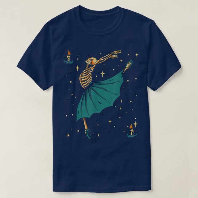Dancing Skeleton Ballerina Ballet Dance T-Shirt (Design Front)