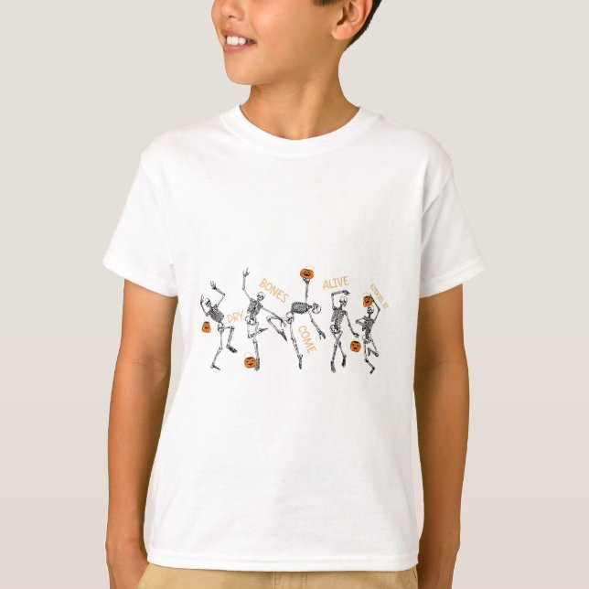 Dancing Skeleton Bible Verse Dry Bones Come Alive  T-Shirt (Front)