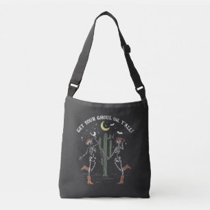 Dancing Skeleton Boot Scooting Western Halloween Crossbody Bag