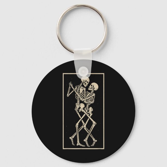 Dancing Skeleton Couple – Romantic Gothic Hallowee Key Ring (Front)