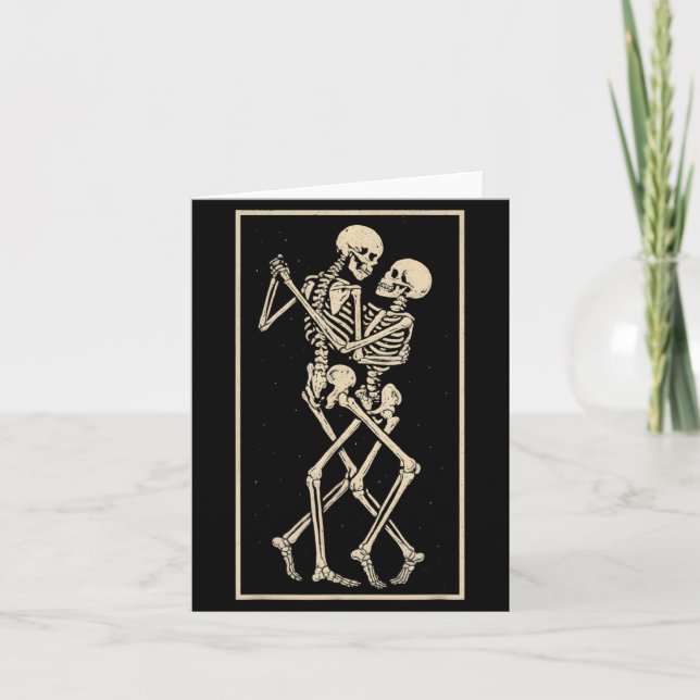 Dancing Skeleton Couple Romantic Gothic Halloween Card (Front)