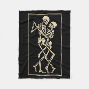 Dancing Skeleton Couple Romantic Gothic Halloween Fleece Blanket