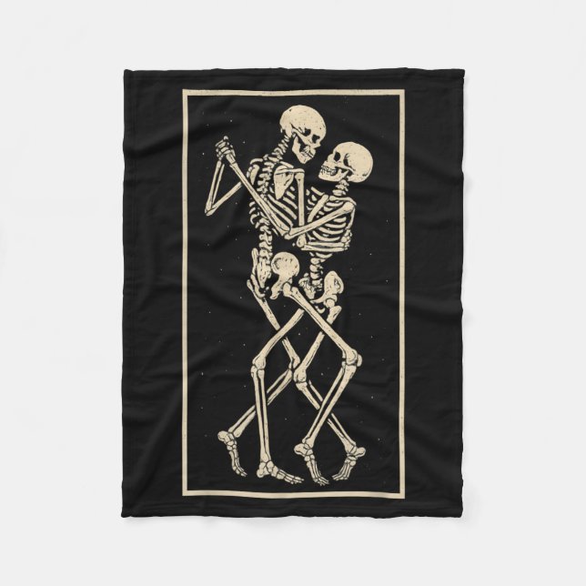 Dancing Skeleton Couple Romantic Gothic Halloween Fleece Blanket (Front)
