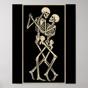 Dancing Skeleton Couple Romantic Gothic Halloween Poster