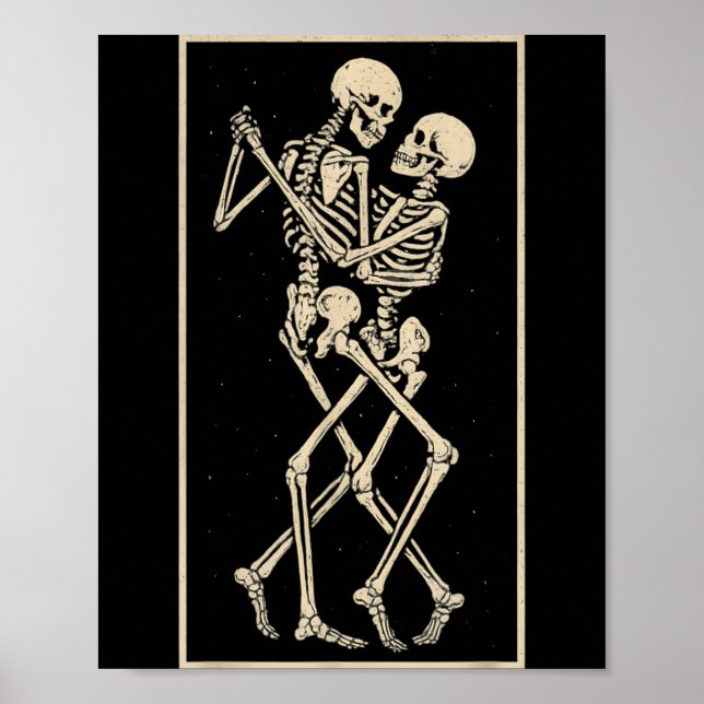 Dancing Skeleton Couple Romantic Gothic Halloween Poster (Front)