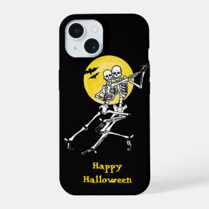 Dancing Skeleton Couple Under a Full Moon iPhone 15 Case