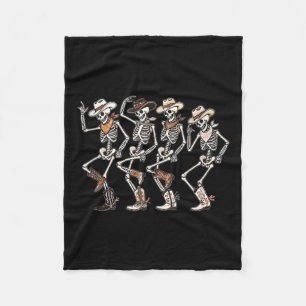 Dancing Skeleton Cowboys Western Country Rodeo Hal Fleece Blanket