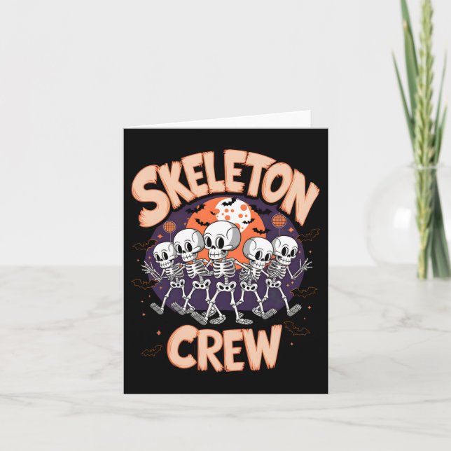 Dancing Skeleton Crew Halloween Party Fun Spooky D Card (Front)