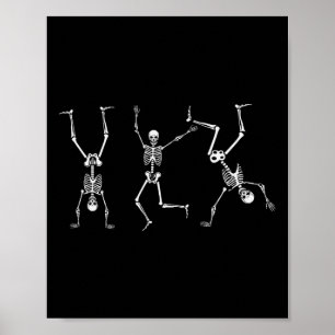 Dancing Skeleton Dance Challenge Halloween Scary S Poster