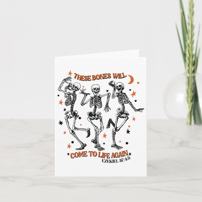 Dancing Skeleton Dry Bones Come Alive Bible Verse  Card (Front)