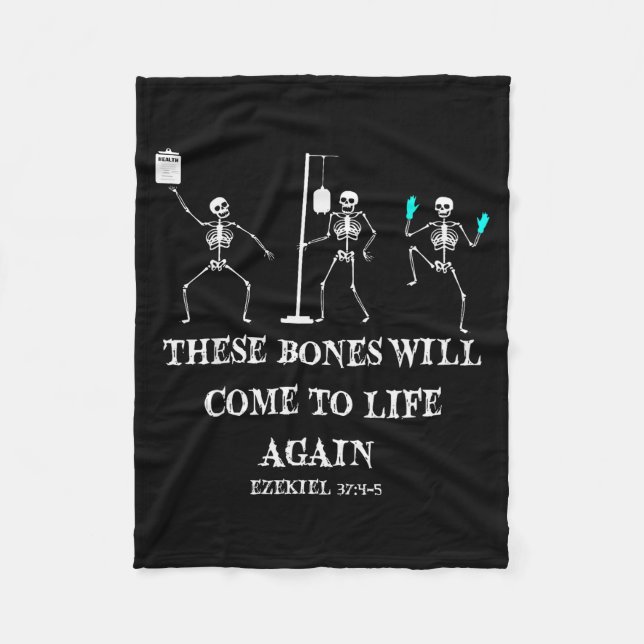 Dancing Skeleton Dry Bones Come Alive Christian Ha Fleece Blanket (Front)