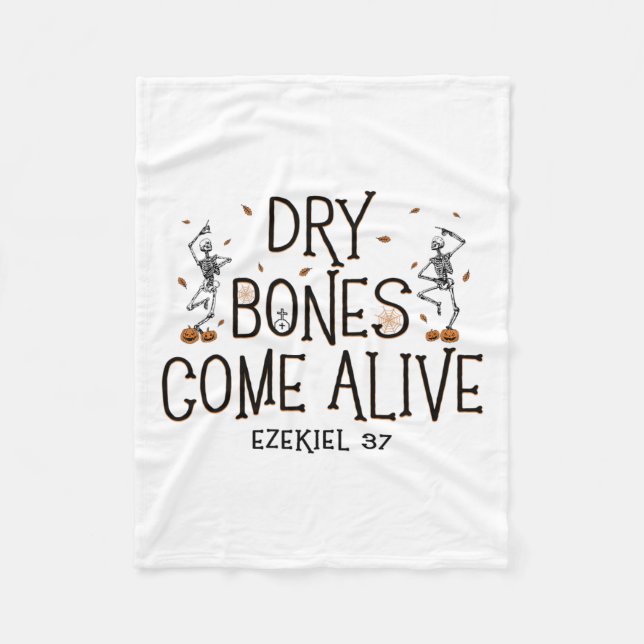 Dancing Skeleton Dry Bones Come Alive Halloween Ch Fleece Blanket (Front)
