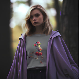 Dancing Skeleton Floral Wreath T-Shirt