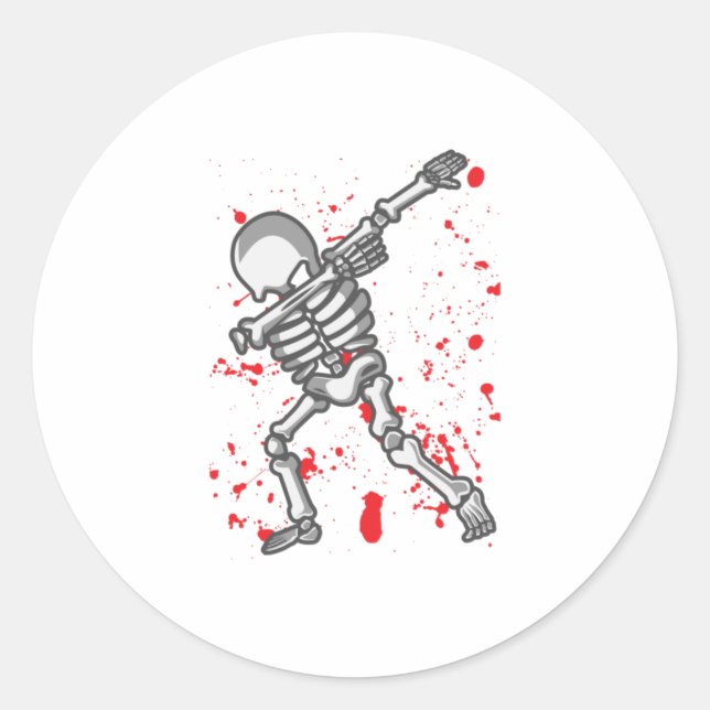 Dancing Skeleton Funny Halloween Classic Round Sticker (Front)