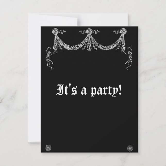 Dancing Skeleton Garland Goth Wedding Invitation (Front)