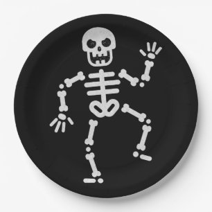 Dancing Skeleton Glitter Halloween Paper Plate