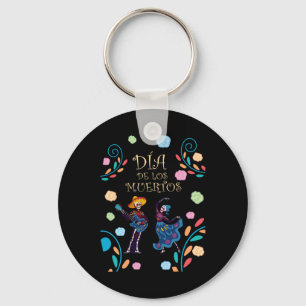 Dancing Skeleton Guitar Dia De Los Muertos Calaver Key Ring