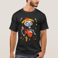 Dancing Skeleton Guitar Mexican Men Dia De Los Mue