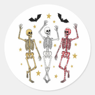 Dancing Skeleton Halloween Classic Round Sticker