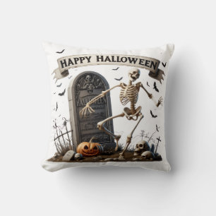 Dancing Skeleton Halloween Design Cushion