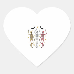 Dancing Skeleton Halloween Heart Sticker