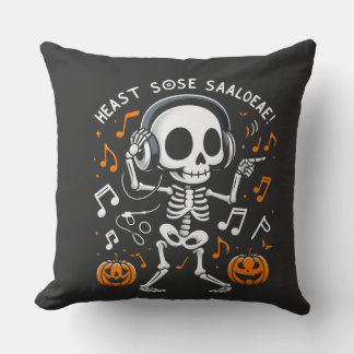 Dancing Skeleton Halloween Music Party T-Shirt Cushion